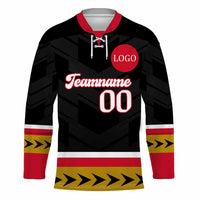 Custom Black Gold Hockey Jersey with Personalized Logo and Text Front and Back - Wonder Print Shop