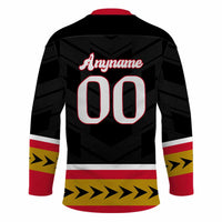 Custom Black Gold Hockey Jersey with Personalized Logo and Text Front and Back - Wonder Print Shop