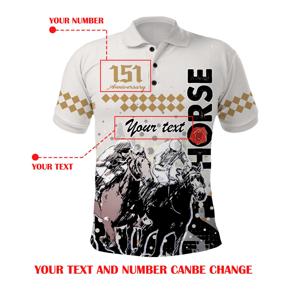 Custom Year Anniversary Kentucky Horse Racing Polo Shirt The Run For The Roses