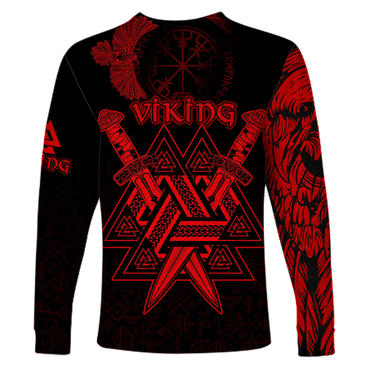 custom-viking-long-sleeve-shirt-valknut-raven-symbol-celtic-vegvisir-red-color