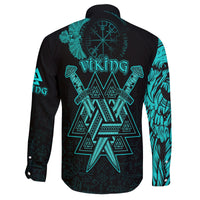 custom-viking-long-sleeve-button-shirt-valknut-raven-symbol-celtic-vegvisir-cyan-color