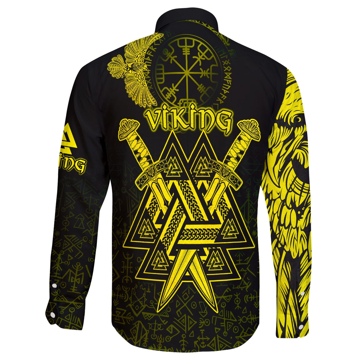 custom-viking-long-sleeve-button-shirt-valknut-raven-symbol-celtic-vegvisir-yellow-color