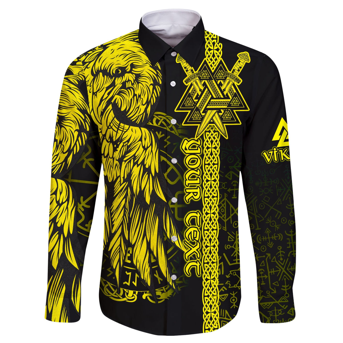 custom-viking-long-sleeve-button-shirt-valknut-raven-symbol-celtic-vegvisir-yellow-color