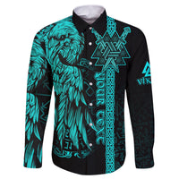 custom-viking-long-sleeve-button-shirt-valknut-raven-symbol-celtic-vegvisir-cyan-color