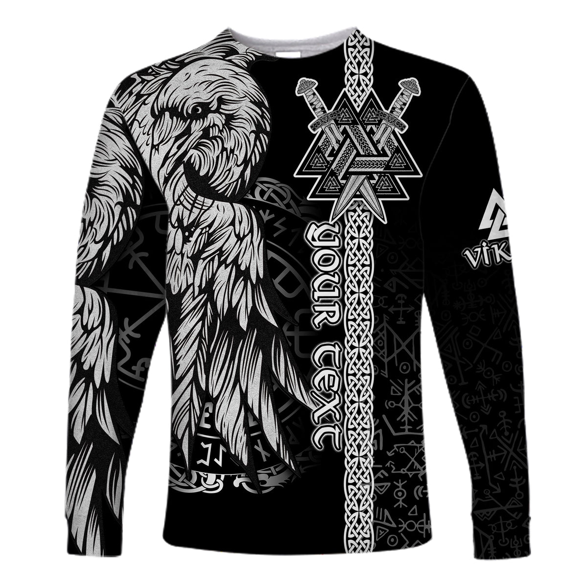 custom-viking-long-sleeve-shirt-valknut-raven-symbol-celtic-vegvisir-black-color