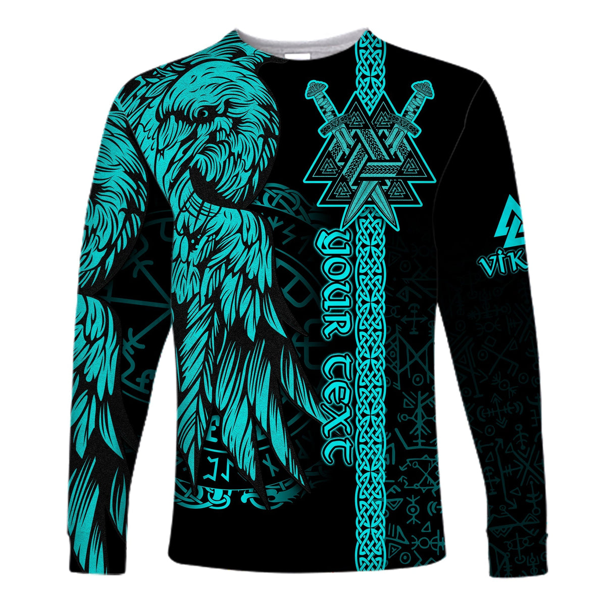 custom-viking-long-sleeve-shirt-valknut-raven-symbol-celtic-vegvisir-cyan-color