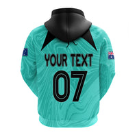 Personalised Aussie Matildas Hoodie 2024 Sam Kerr World Cup Marble Patterns - Turquoise - Wonder Print Shop