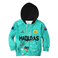 Personalised Aussie Matildas Hoodie 2024 Sam Kerr World Cup Marble Patterns - Turquoise - Wonder Print Shop