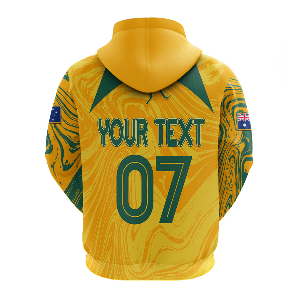 Personalised Aussie Matildas Hoodie 2024 Sam Kerr World Cup Marble Patterns - Wonder Print Shop