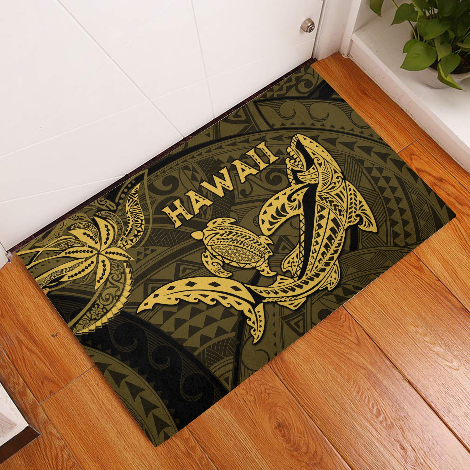 hawaii-shark-and-turtle-door-mats-with-gold-kakau