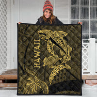 Hawaii Shark and Turtle Quilt With Gold Kakau - Wonder Print Shop