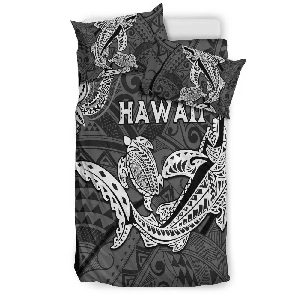 Hawaii Shark and Turtle Bedding Set With Black Kakau LT9 - Wonder Print Shop