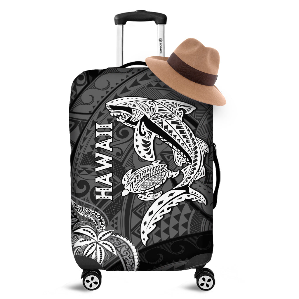 Hawaii Shark and Turtle Luggage Cover With Black Kakau - Wonder Print Shop