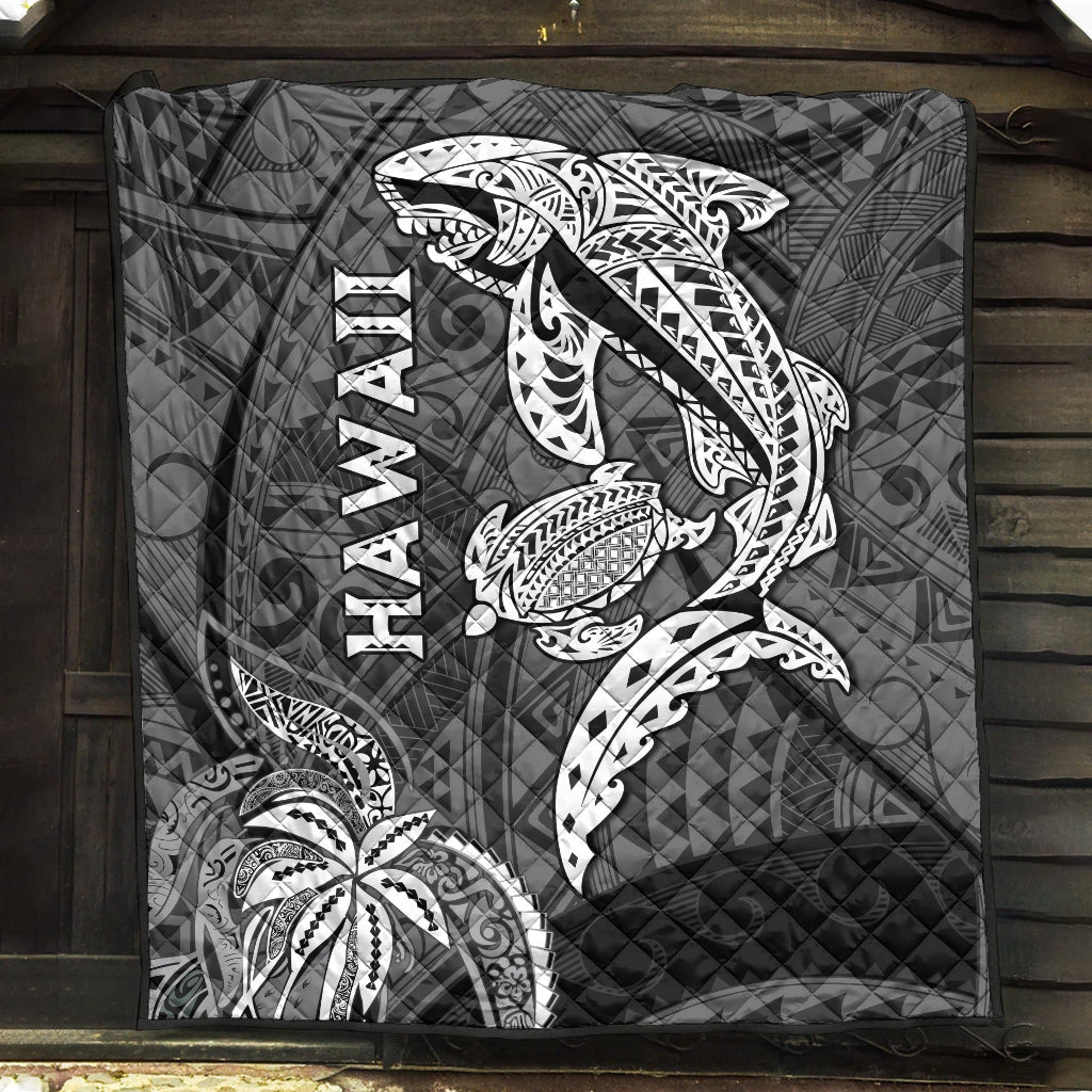 Hawaii Shark and Turtle Quilt With Black Kakau - Wonder Print Shop