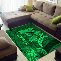 Hawaii Shark and Turtle Area Rug With Green Kakau LT9 - Wonder Print Shop