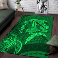 Hawaii Shark and Turtle Area Rug With Green Kakau LT9 - Wonder Print Shop