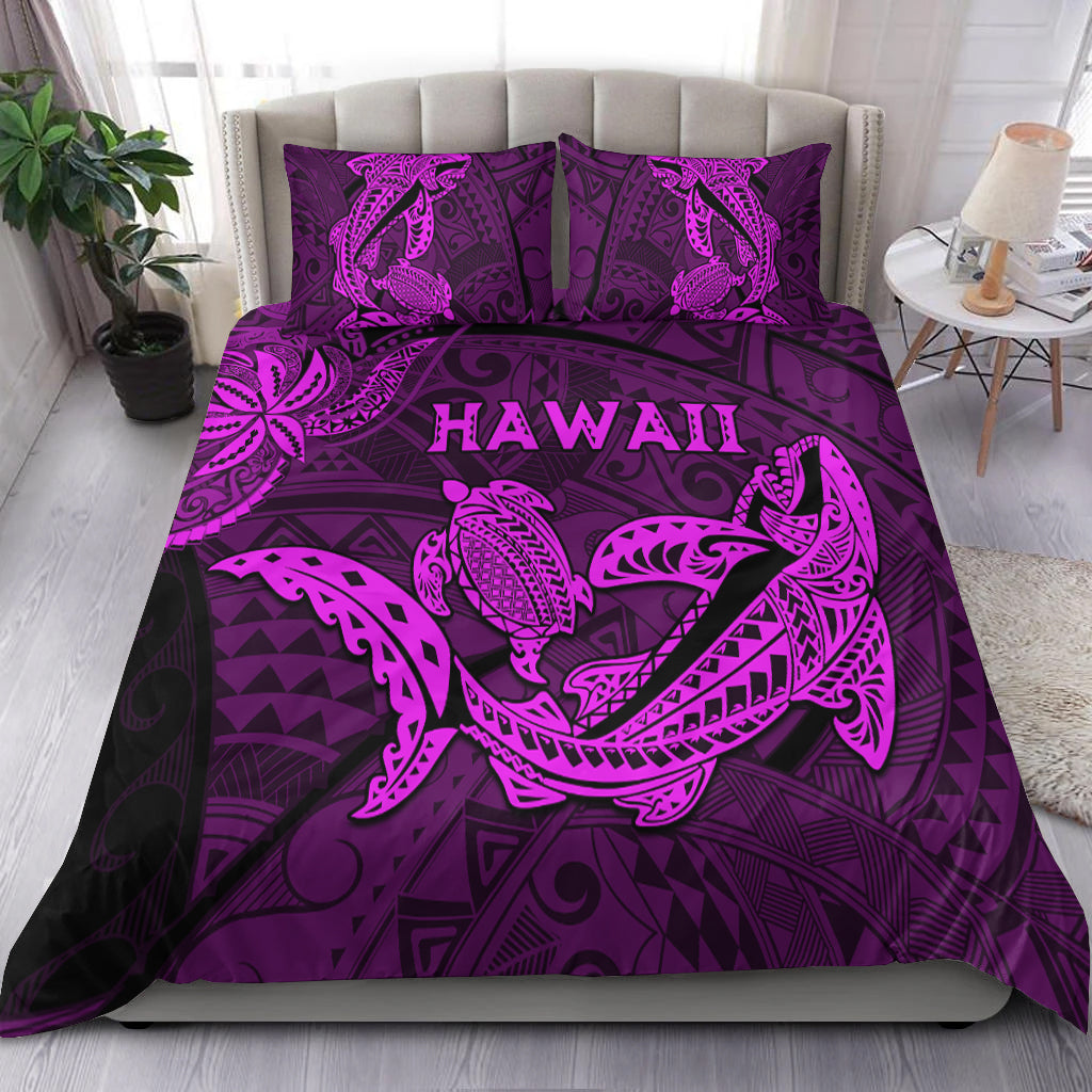 Hawaii Shark and Turtle Bedding Set With Purple Kakau LT9 - Wonder Print Shop