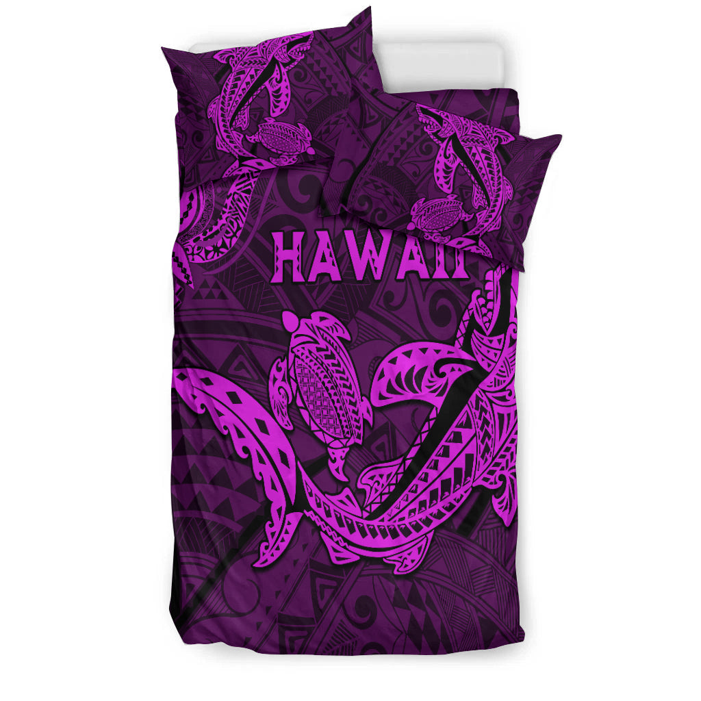 Hawaii Shark and Turtle Bedding Set With Purple Kakau LT9 - Wonder Print Shop