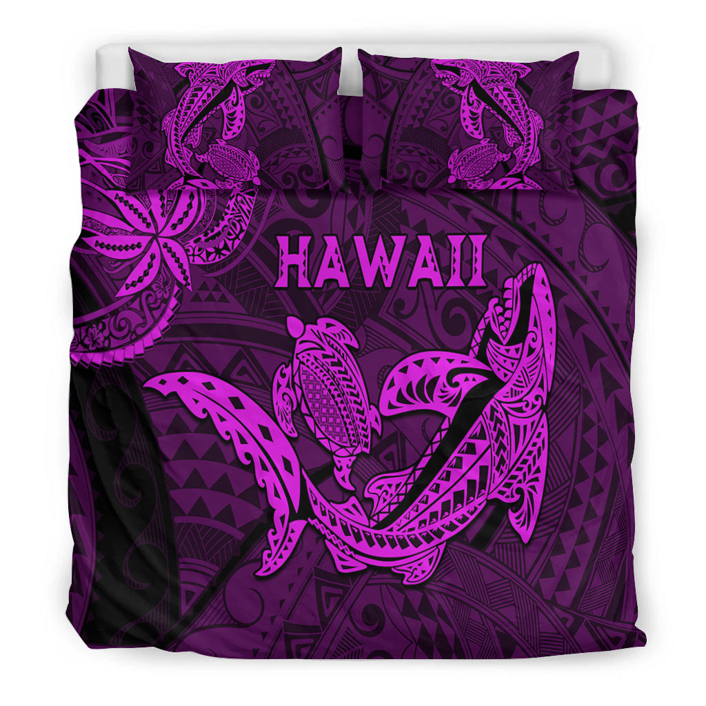 Hawaii Shark and Turtle Bedding Set With Purple Kakau LT9 - Wonder Print Shop