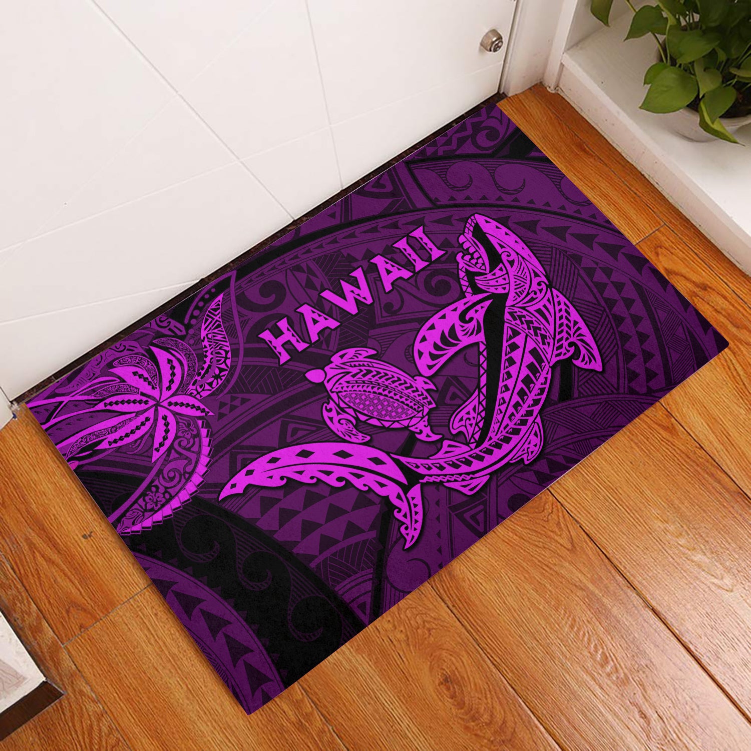 hawaii-shark-and-turtle-door-mats-with-purple-kakau