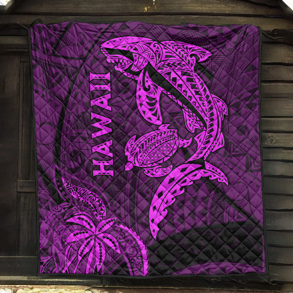 Hawaii Shark and Turtle Quilt With Purple Kakau - Wonder Print Shop