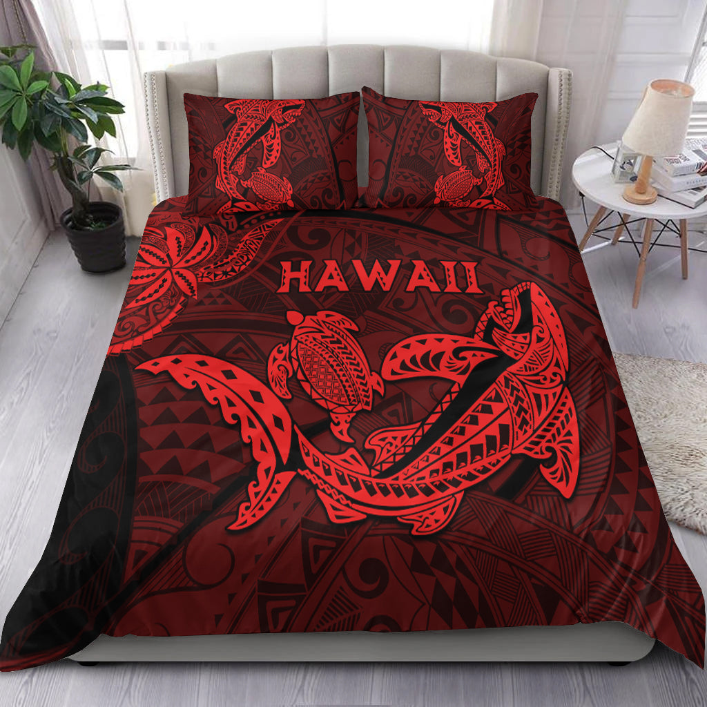 Hawaii Shark and Turtle Bedding Set With Red Kakau LT9 - Wonder Print Shop