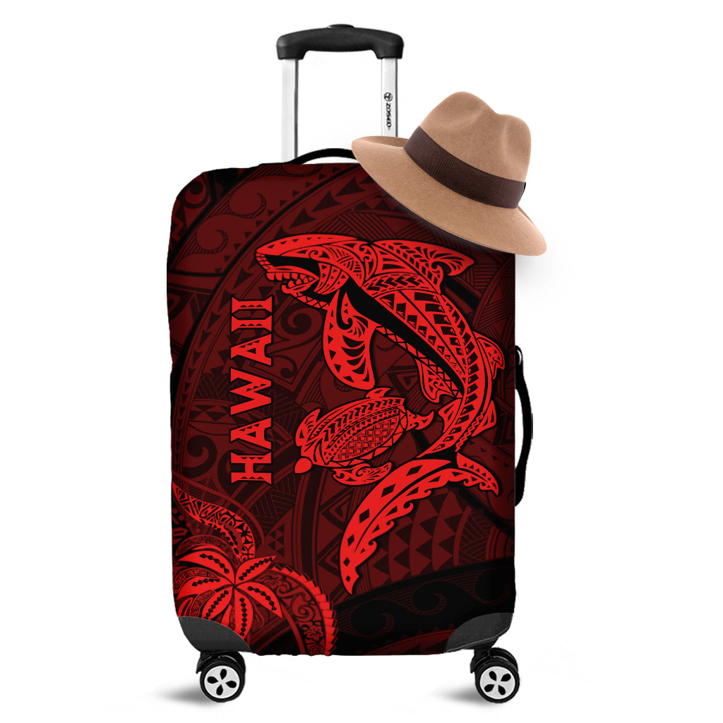 Hawaii Shark and Turtle Luggage Cover With Red Kakau - Wonder Print Shop
