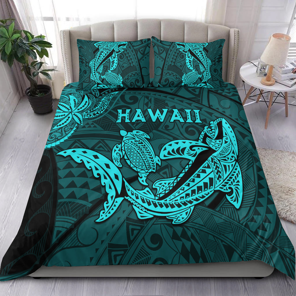Hawaii Shark and Turtle Bedding Set With Turquoise Kakau LT9 - Wonder Print Shop