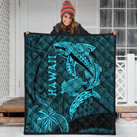 Hawaii Shark and Turtle Quilt With Turquoise Kakau - Wonder Print Shop