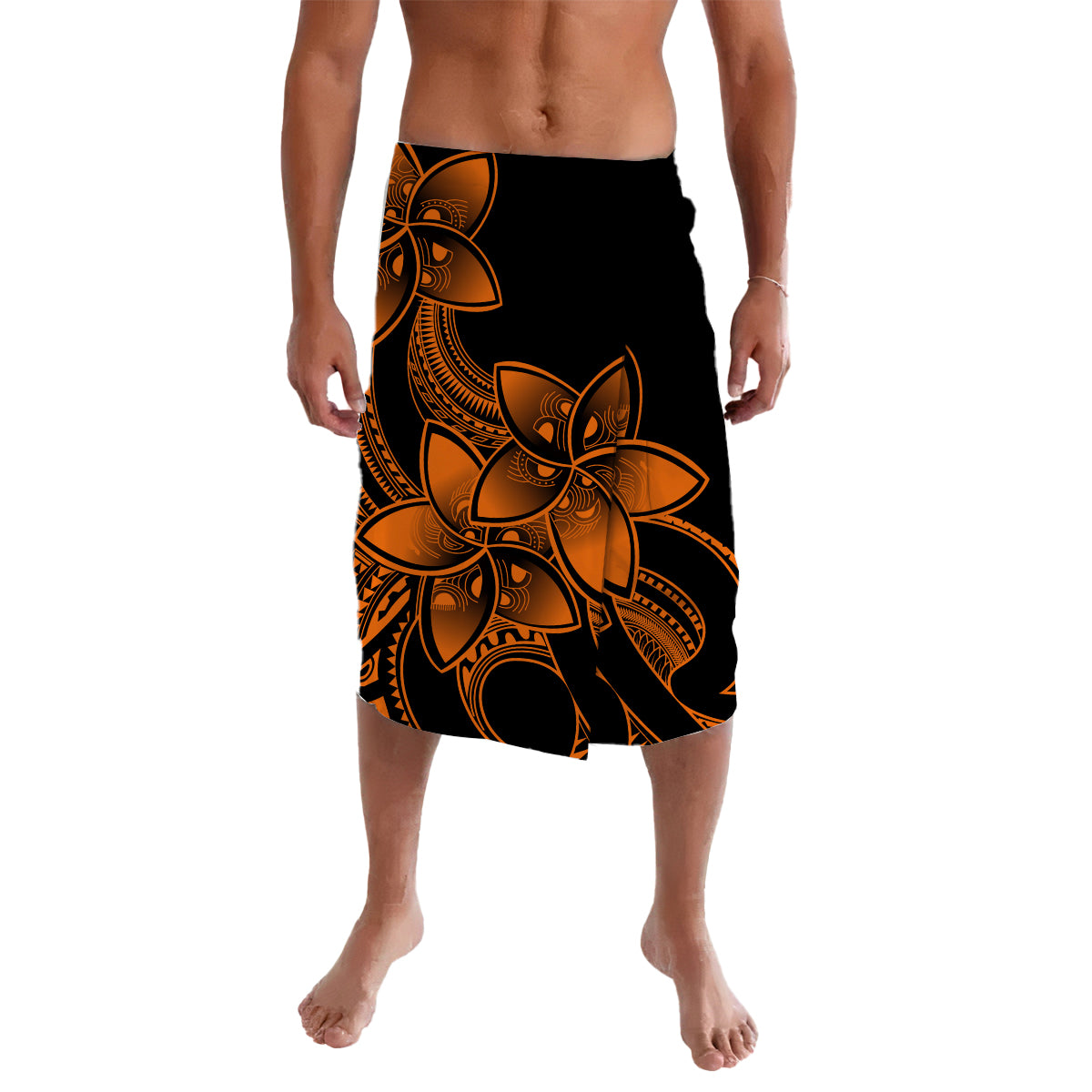Polynesian Plumeria Flowers Lavalava Polynesian Tribal Gold Vibe - Wonder Print Shop
