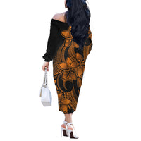 polynesian-pride-plumeria-flowers-off-shoulder-long-sleeve-dress-polynesian-tribal-gold-vibe