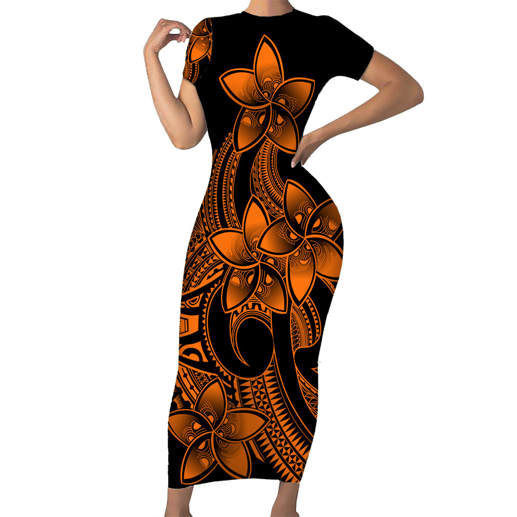 polynesian-pride-plumeria-flowers-short-sleeve-body-long-dress-polynesian-tribal-gold-vibe