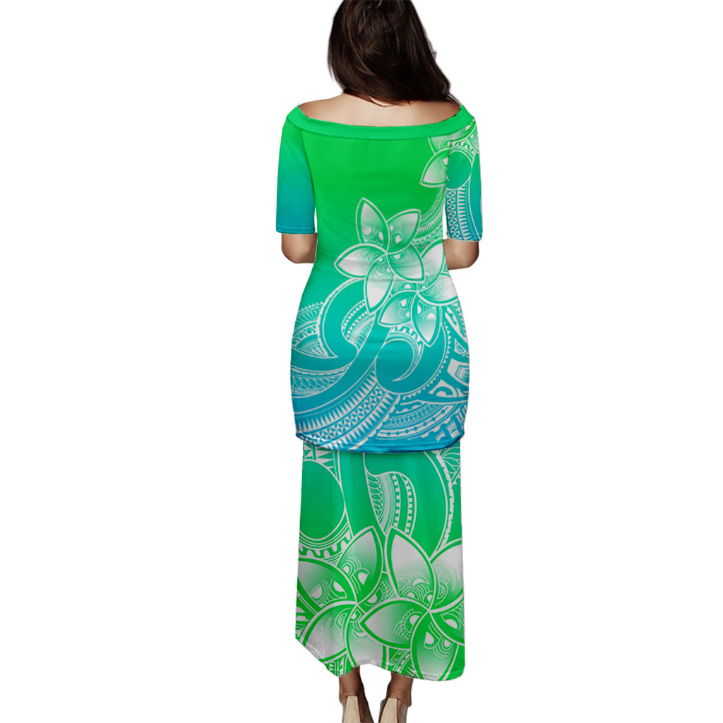 polynesian-pride-plumeria-flowers-puletasi-dress-polynesian-tribal-gradient-green