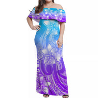 Polynesian Couple Outfits Plumeria Flowers Couples Long Dress and Hawaiian Shirt Polynesian Tribal Gradient Purple LT9 - Wonder Print Shop