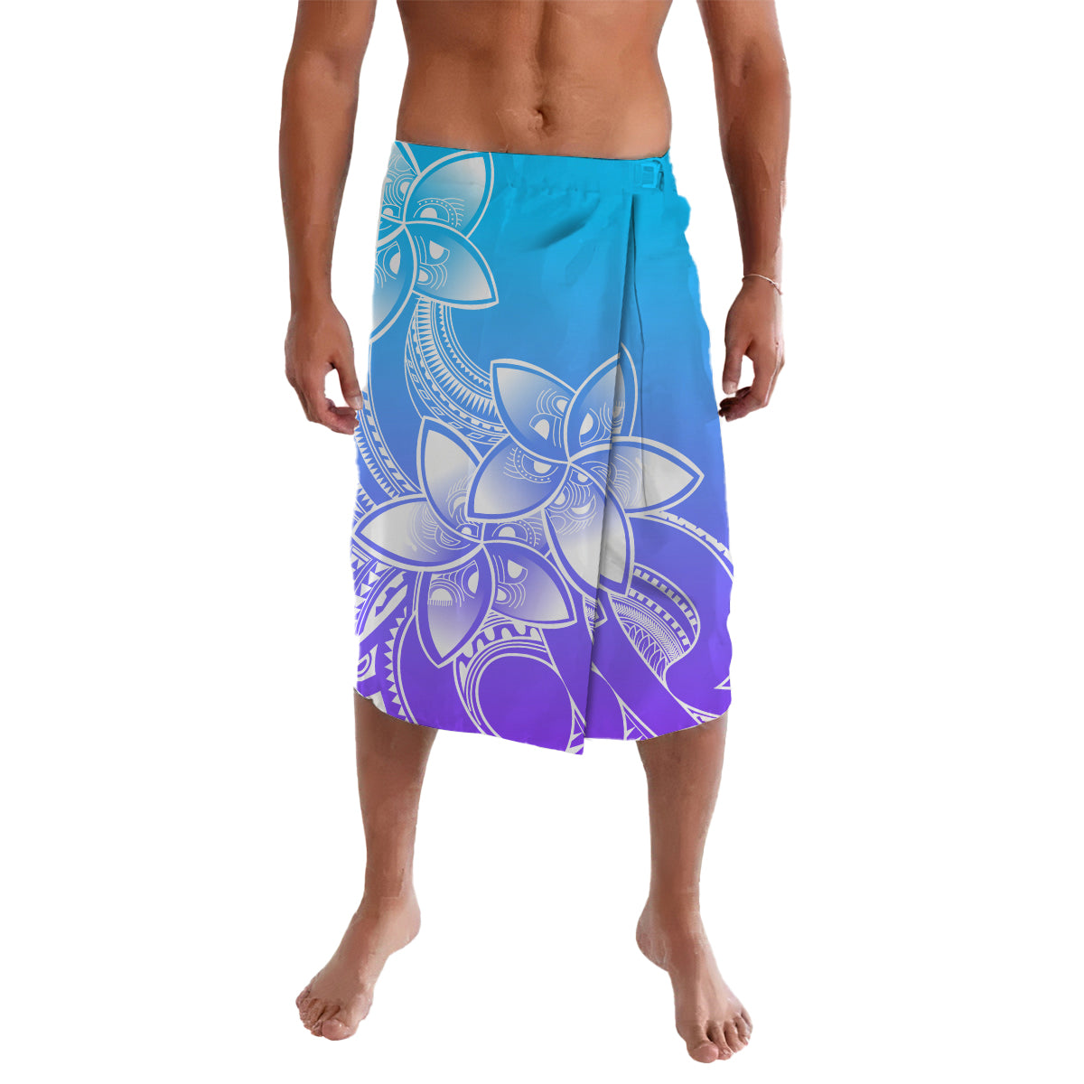Polynesian Plumeria Flowers Lavalava Polynesian Tribal Gradient Purple - Wonder Print Shop
