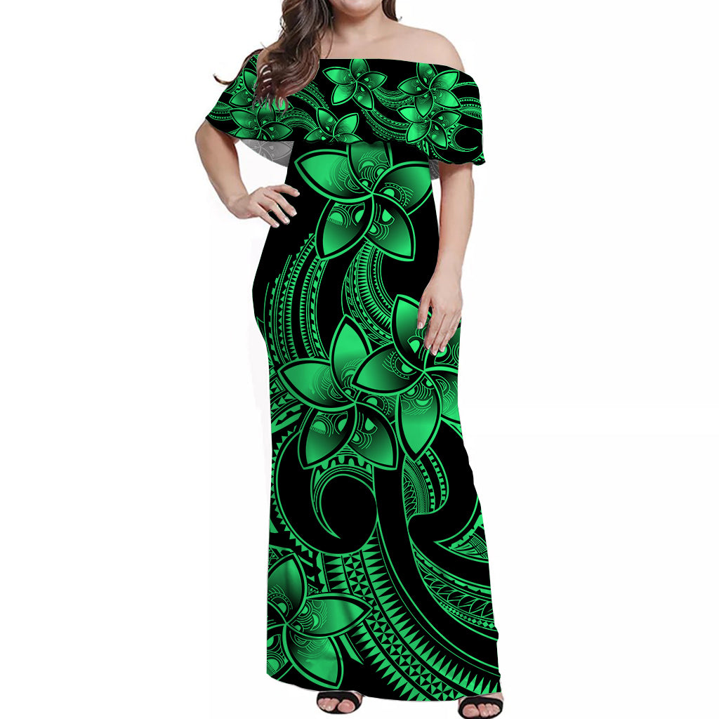 polynesian-pride-plumeria-flowers-off-shoulder-long-dress-polynesian-tribal-green-vibe