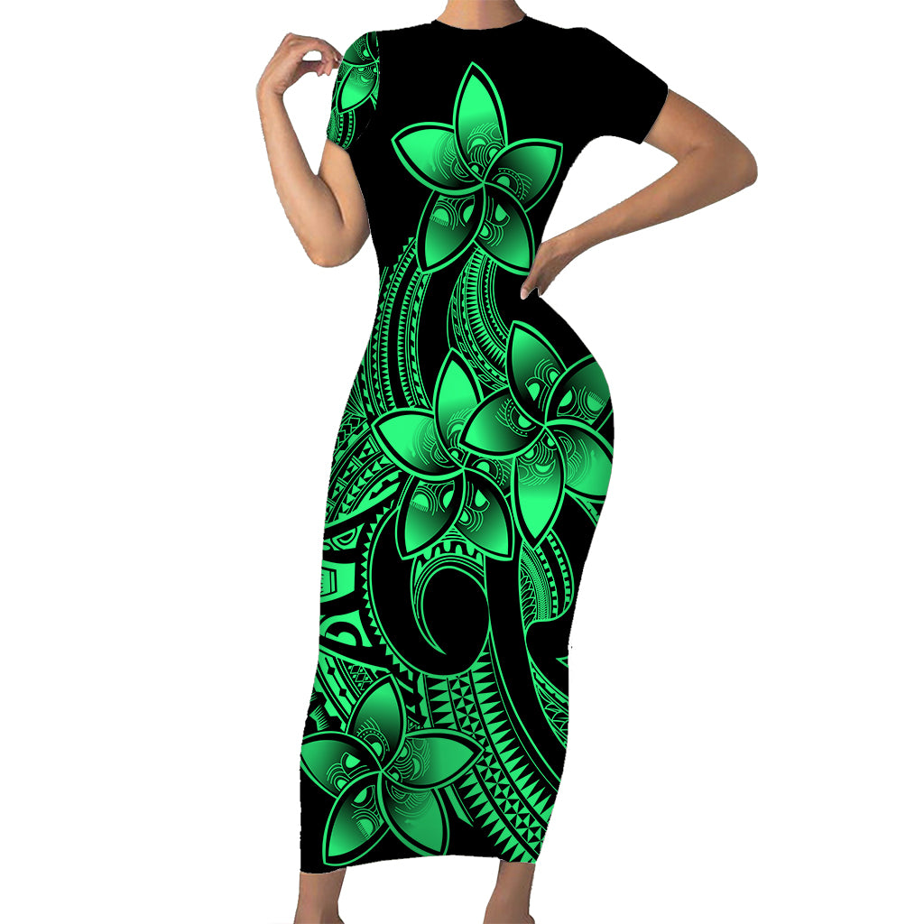 polynesian-pride-plumeria-flowers-short-sleeve-body-long-dress-polynesian-tribal-green-vibe
