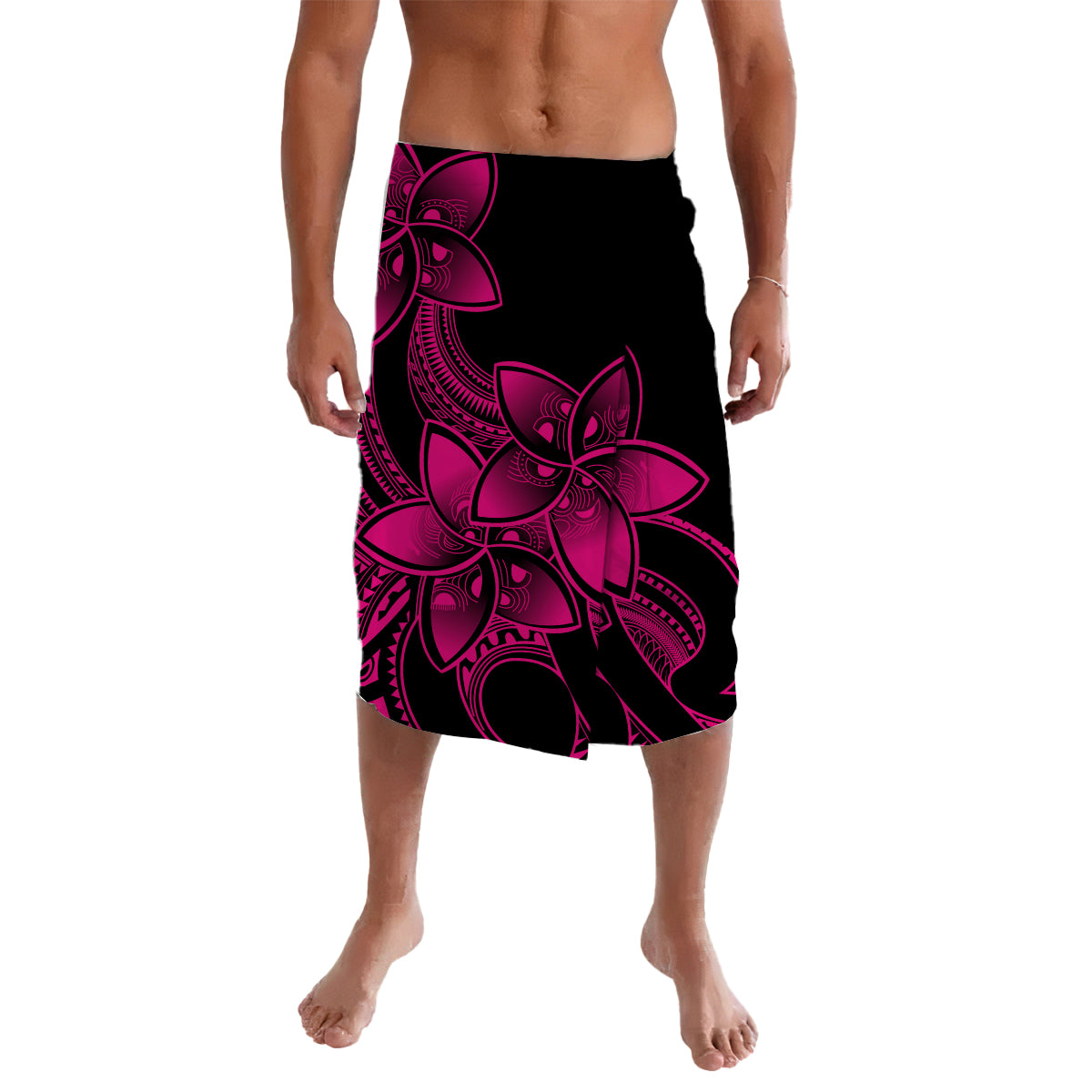 Polynesian Plumeria Flowers Lavalava Polynesian Tribal Pink Vibe - Wonder Print Shop