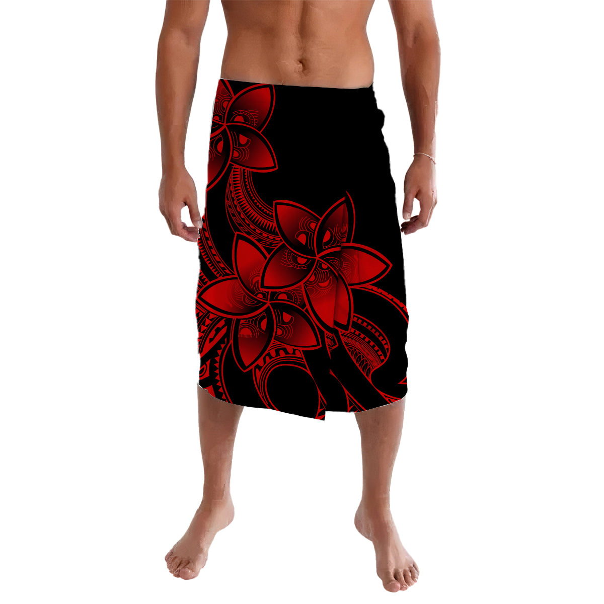 Polynesian Plumeria Flowers Lavalava Polynesian Tribal Red Vibe - Wonder Print Shop