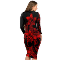 polynesian-pride-plumeria-flowers-long-sleeve-dress-polynesian-tribal-red-vibe
