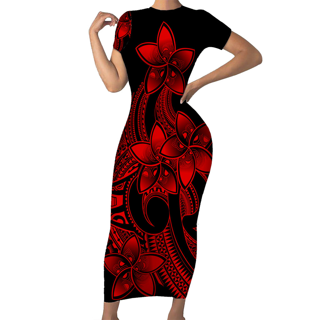 polynesian-pride-plumeria-flowers-short-sleeve-body-long-dress-polynesian-tribal-red-vibe