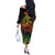 Polynesian Couple Outfits Plumeria Flowers Couples Long Sleeve Dress and Hawaiian Shirt Polynesian Tribal Reggae Vibe LT9 - Wonder Print Shop
