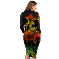 polynesian-pride-plumeria-flowers-long-sleeve-dress-polynesian-tribal-reggae-vibe