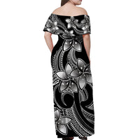 Polynesian Couple Outfits Plumeria Flowers Couples Long Dress and Hawaiian Shirt Polynesian Tribal White Vibe LT9 - Wonder Print Shop