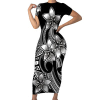 Polynesian Couple Outfits Plumeria Flowers Short Sleeve Body Long Dress and Hawaiian Shirt Polynesian Tribal White Vibe LT9 - Wonder Print Shop