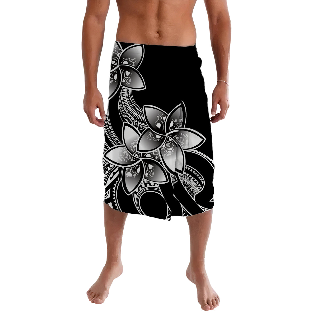 Polynesian Plumeria Flowers Lavalava Polynesian Tribal White Vibe - Wonder Print Shop