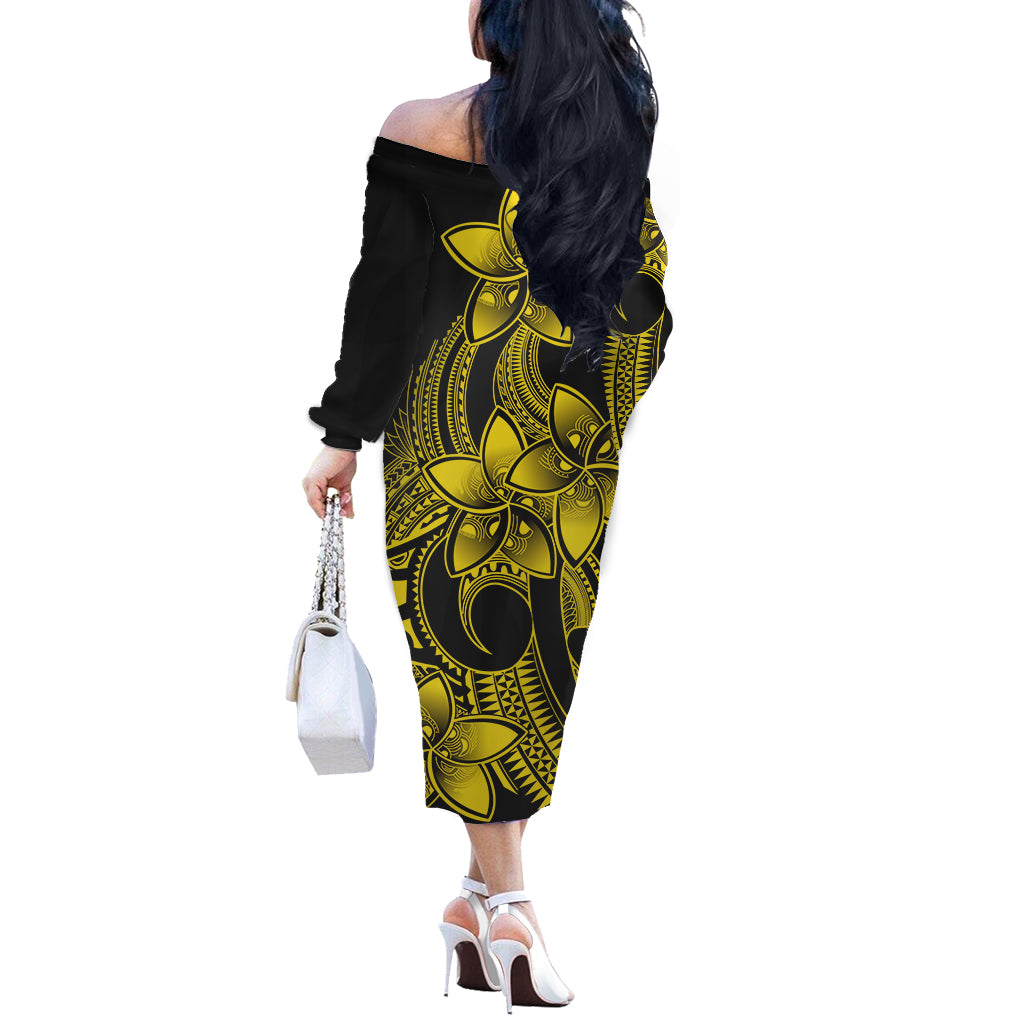 polynesian-pride-plumeria-flowers-off-shoulder-long-sleeve-dress-polynesian-tribal-yellow-vibe