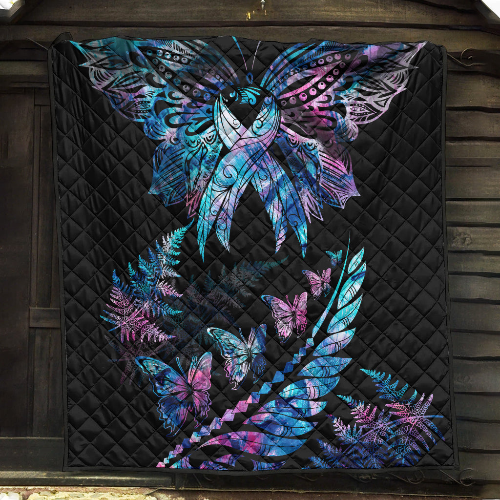 Polynesia Ribbon Butterflies Quilt Silver Fern Breast Cancer With Papua Shell Pattern - Wonder Print Shop