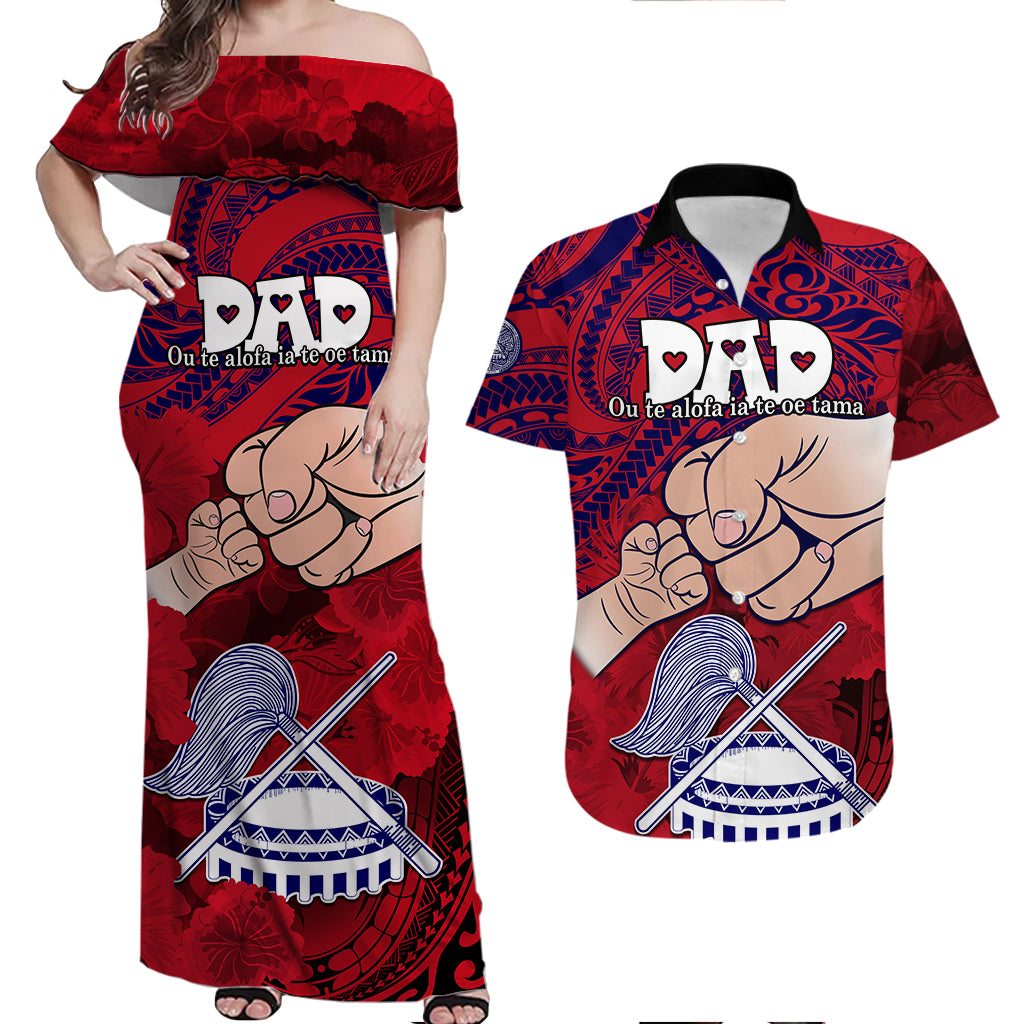 American Samoa Matching Couple Outfit Dads Day Couples Long Dress and Hawaiian Shirt Dad Ou Te Alofa Ia Te Oe Tama LT9 - Wonder Print Shop