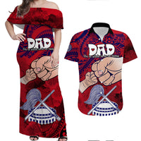 American Samoa Matching Couple Outfit Dads Day Couples Long Dress and Hawaiian Shirt Dad Ou Te Alofa Ia Te Oe Tama LT9 - Wonder Print Shop